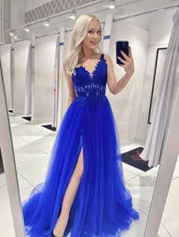 Sukienka długa tiulowa gorset koronka chaber