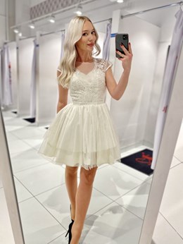 Sukienka krótka tiul zabudowana biały