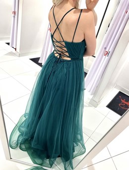 Sukienka długa tiulowa gorset ramiączka zieleń