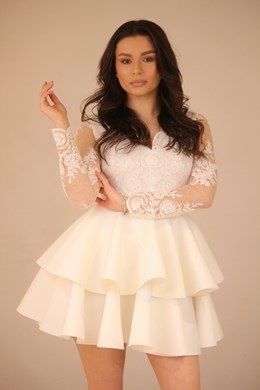 Sukienka krótka pianka rękaw biały