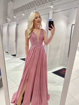 Sukienka długa zdobiona góra wrzos