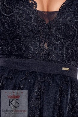 Sukienka krótka koronka bombka czarny