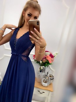 Sukienka długa kokardka granat