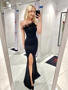 Sukienka długa rybka pióra bez ramiączek czerń