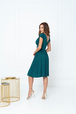 Sukienka krótka wysoki stan brokat butelka zieleń