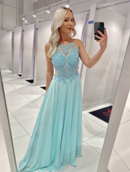 Sukienka długa ramiączka na krzyż mięta