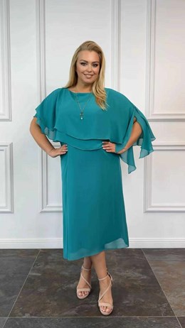 Sukienka midi prosta narzutka asymetria zieleń