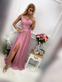 Sukienka długa gorset prześwity wrzos