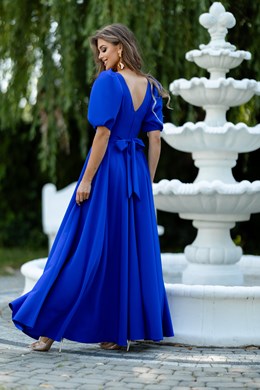 Sukienka długa 3/4 rękawek wiązanie plecy chaber