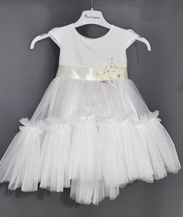 Sukienka dziecięca tiul asymetria biel