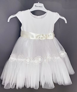 Sukienka dziecięca haft kokardka biel