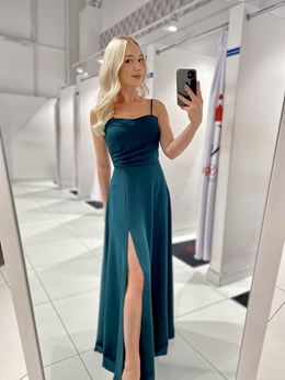 Sukienka długa wiązanie plecy gładka zieleń