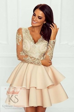 Sukienka krótka pianka rękaw wanilia