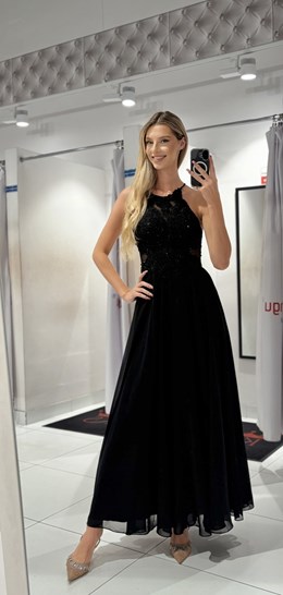 Sukienka długa ramiączka na krzyż czarny