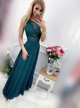 Sukienka długa paski zielony