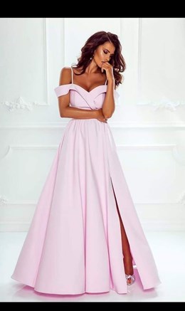 Sukienka długa opadające ramiona pas wrzos