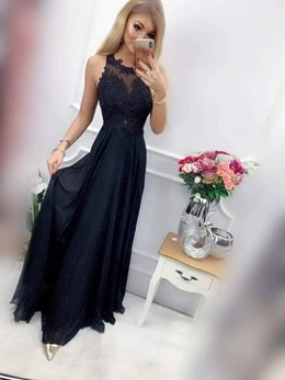 Sukienka długa zdobione plecy czarny