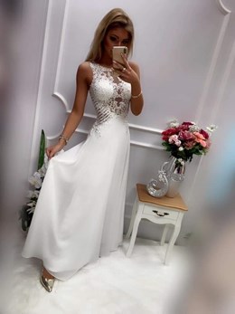 Sukienka długa paski biały