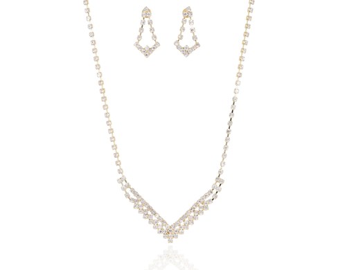 Komplet cyrkonie trójkąt złoto/srebro