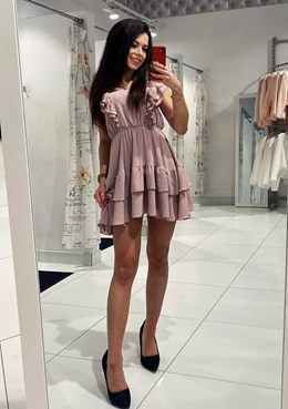 Sukienka krótka hiszpanka gładka wrzos