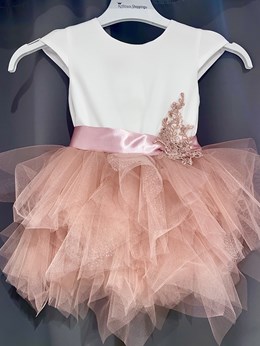 Sukienka dziecięca pierzynka kwiat biel/wrzos