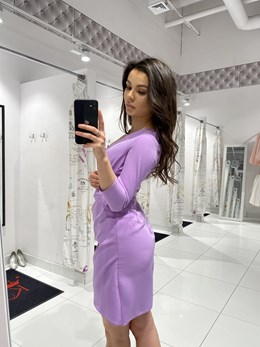 Sukienka krótka na jeden rękaw gładka lilia