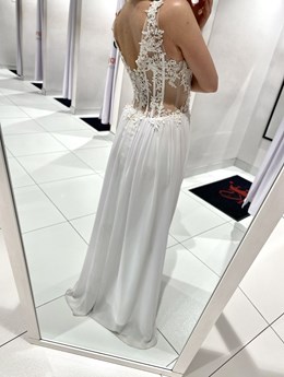 Sukienka długa gorset prześwity biały