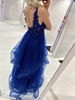 Sukienka długa koronkowa góra tiul granat