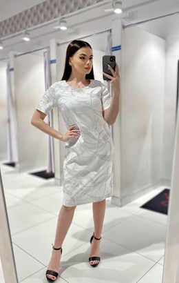 Sukienka krótka rękawek srebro/popiel