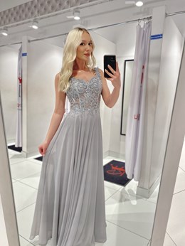 Sukienka długa wiązana na plecach popiel