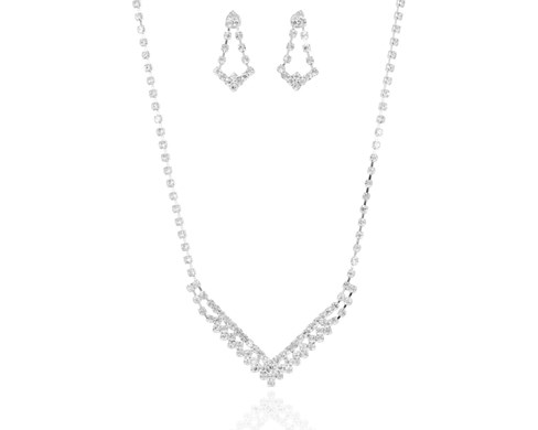 Komplet cyrkonie trójkąt złoto/srebro