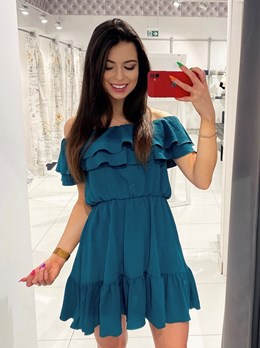 Sukienka krótka hiszpanka gładka zielony