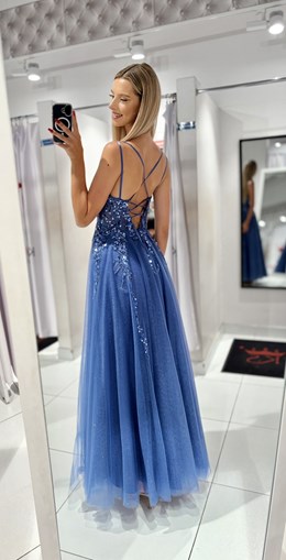 Sukienka długa gorset tiul brokat jeans