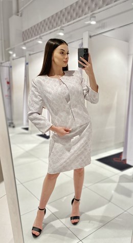 Sukienka krótka rękawek wzór róż/srebro