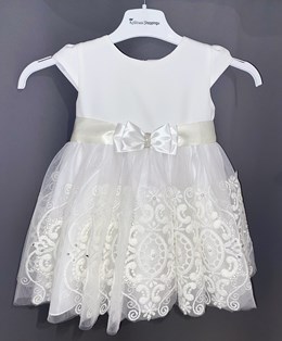 Sukienka dziecięca tiul haft kokardka biel