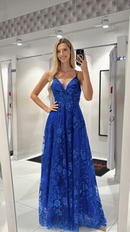 Sukienka długa tiul wiązanie plecy chaber