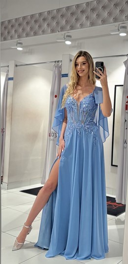 Sukienka długa zdobiony gorset peleryna jeans