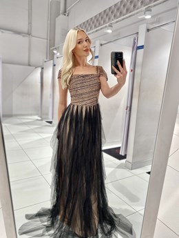 Sukienka długa cekinowa góra tiul złoto/czerń