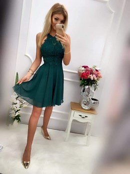 Sukienka krótka ramiączka na krzyż butelka zieleń