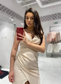 Sukienka długa dwa ramiona zakładana ecru