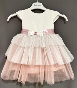 Sukienka dziecięca tiul srebrna falbanka wrzos