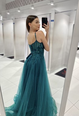 Sukienka długa gorset tiul zieleń