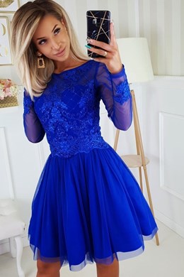 Sukienka krótka cekin rękaw chaber