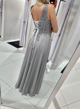 Sukienka długa wiązana na plecach popiel