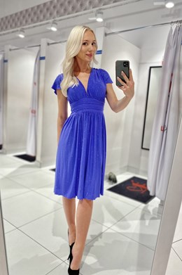 Sukienka krótka wysoki stan brokat lawenda