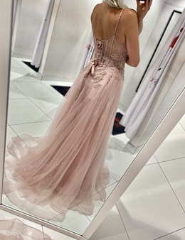 Sukienka długa gorset tiul róż