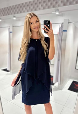 Sukienka krótka maskująca narzutka granat