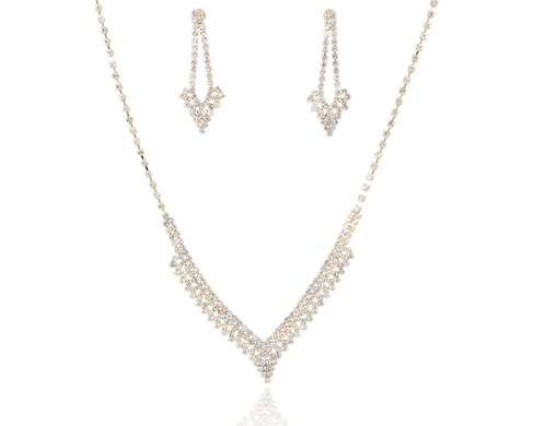 Komplet szpic z długimi kolczykami złoto/srebro