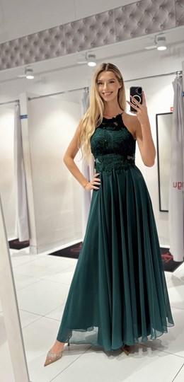 Sukienka długa ramiączka na krzyż zielony