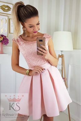 Sukienka krótka gładki dół róż